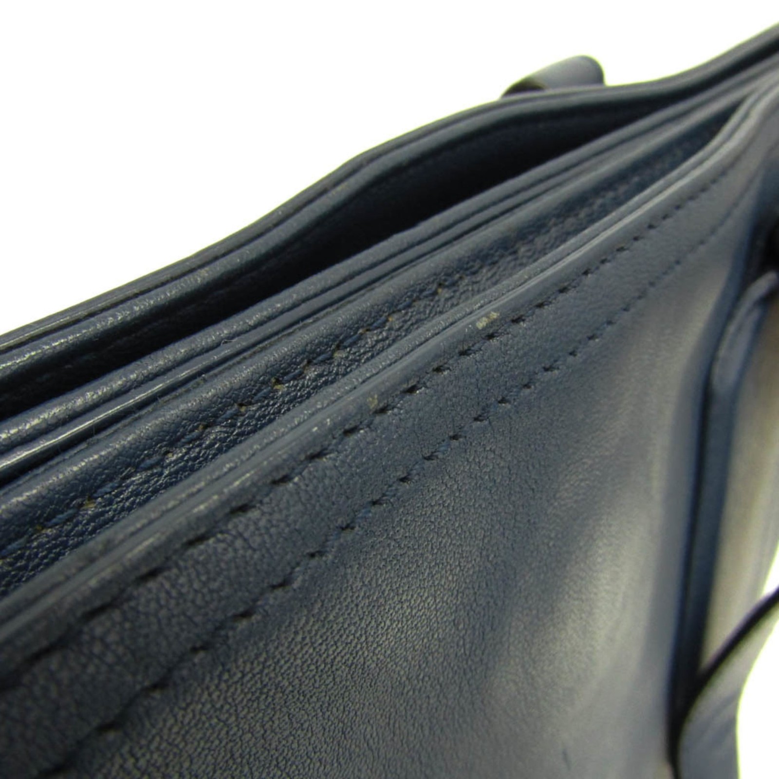 Bottega Veneta Intrecciato Business Bag Leather Briefcase Handbag Navy Used