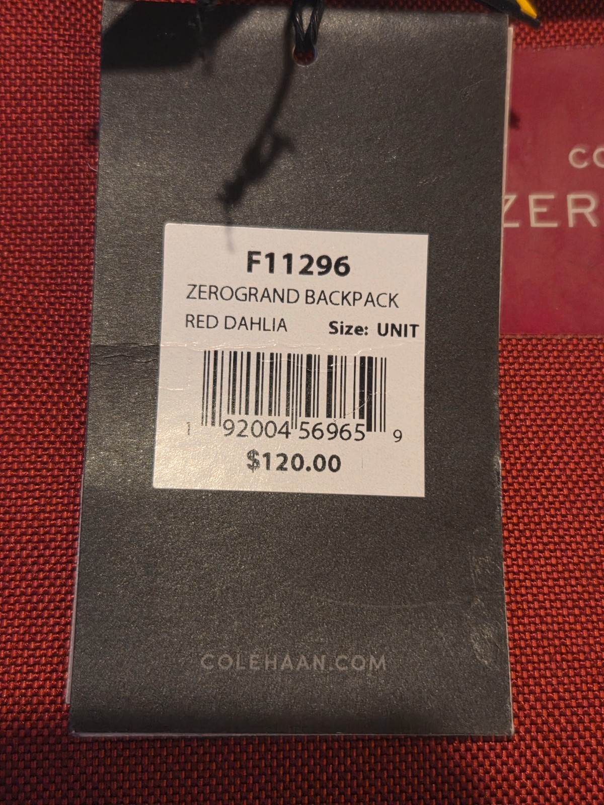 Cole Haan Zerogrand Backpack Red Dahlia New with Tags Go Everywhere Waterproof