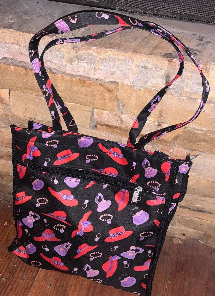 RED HAT LADIES TOTE BAG 13×13” Large Section For IPad Small Laptop Expandable