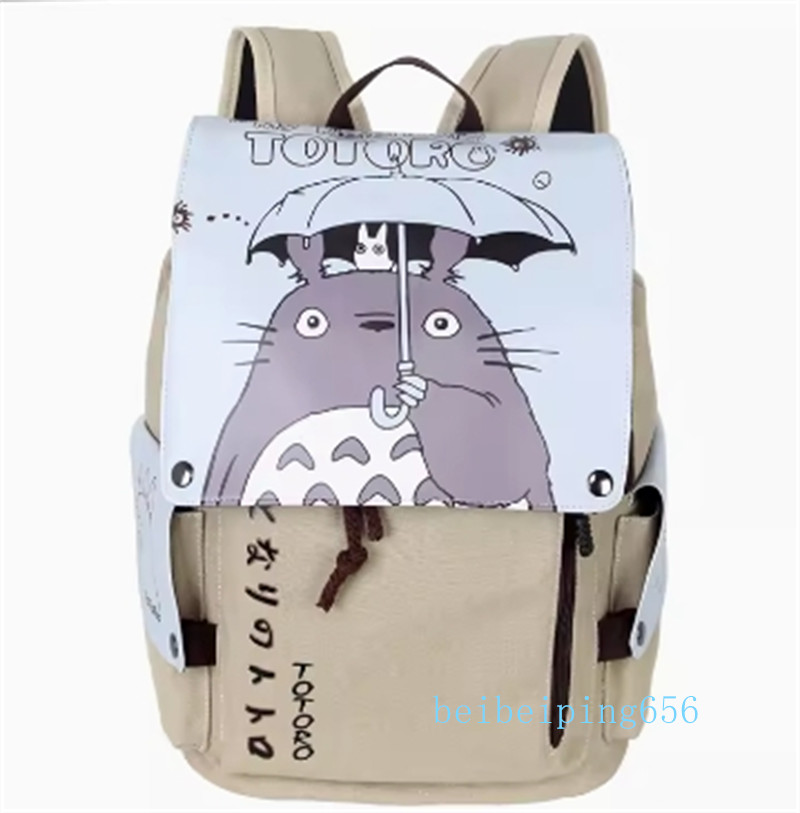 Japanese Anime Theme Canvas Schoolbag Totoro Attack on Titan Rucksack Backpack