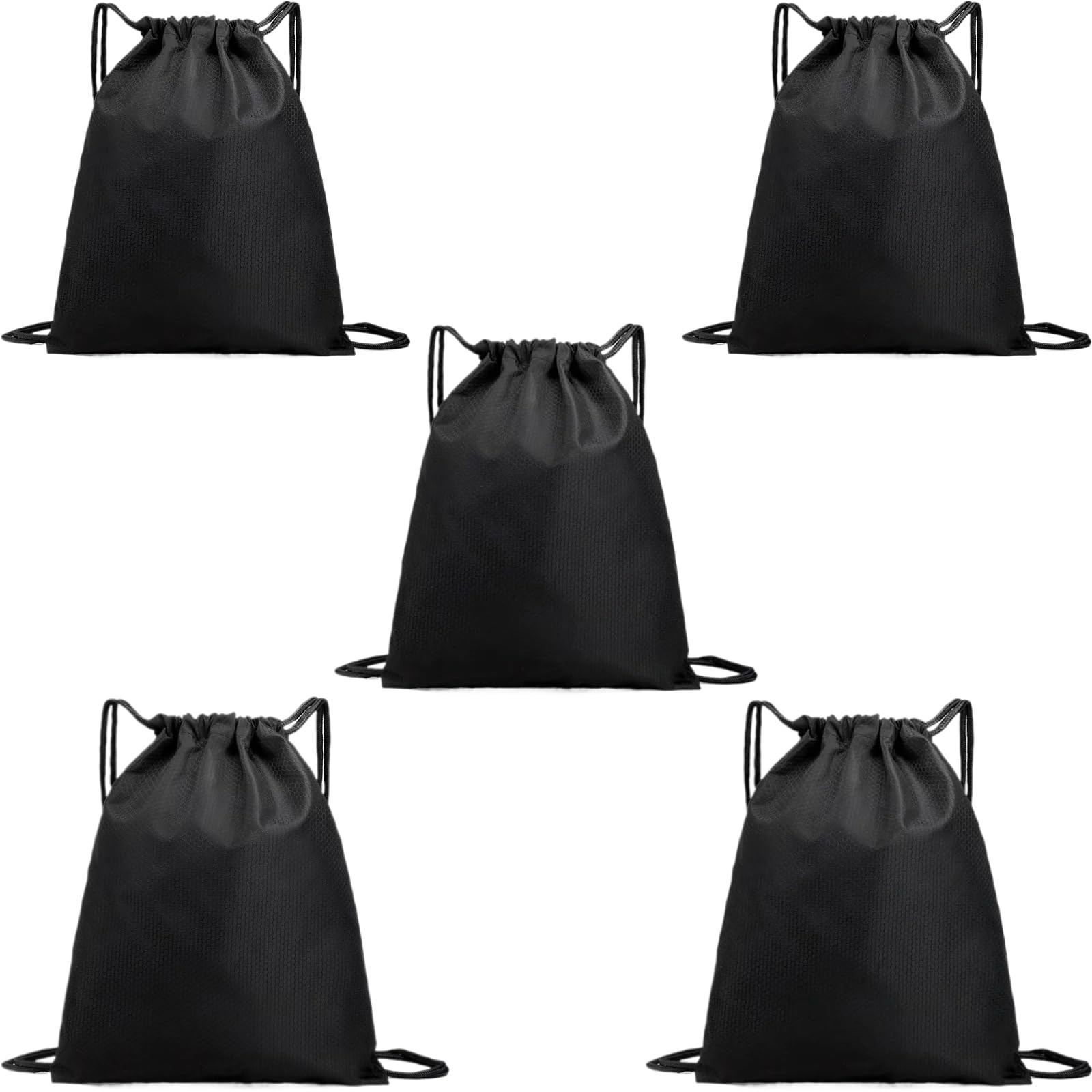 5-Pack Waterproof Drawstring Backpacks, Soccer-Texture Oxford Fabric, 16.9″ ×…