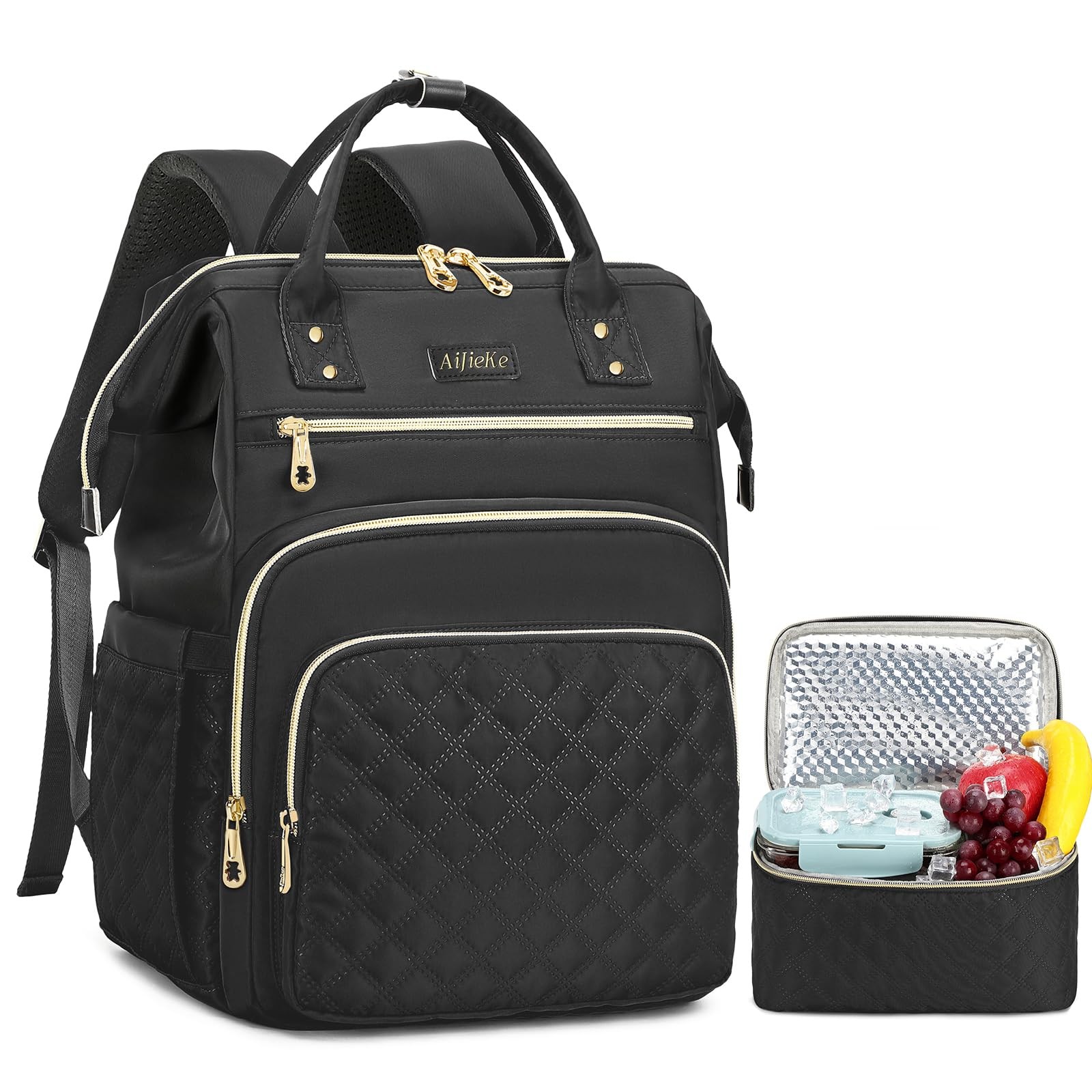 Lunch Backpack, 15.6 inch Laptop Backpack with Insulated Lunch Bag, Backpack …