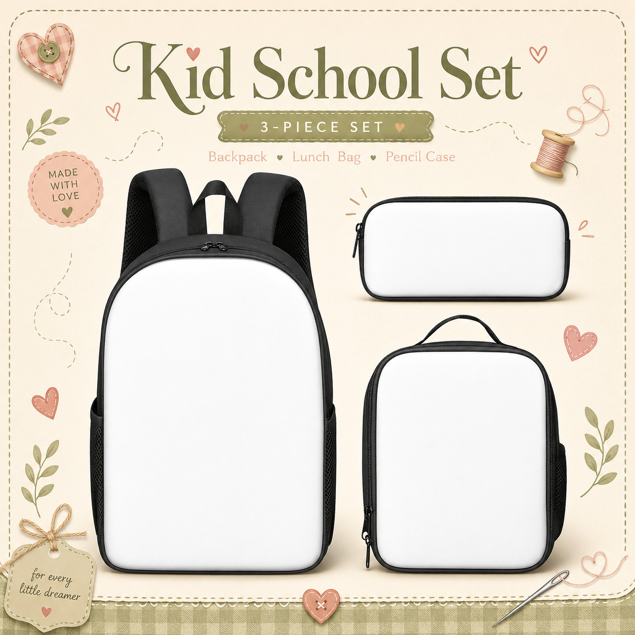 Personalized Tinker Bell Backpack Set, Custom Name School Bag, Fairy Lunch Box