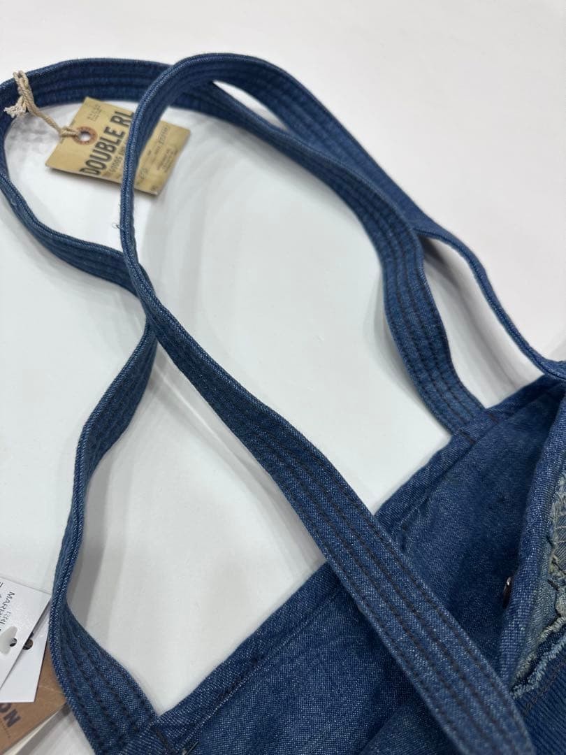 RRL Ralph Lauren Indigo Patchwork Cotton Leather Tote Bag 36x34cm