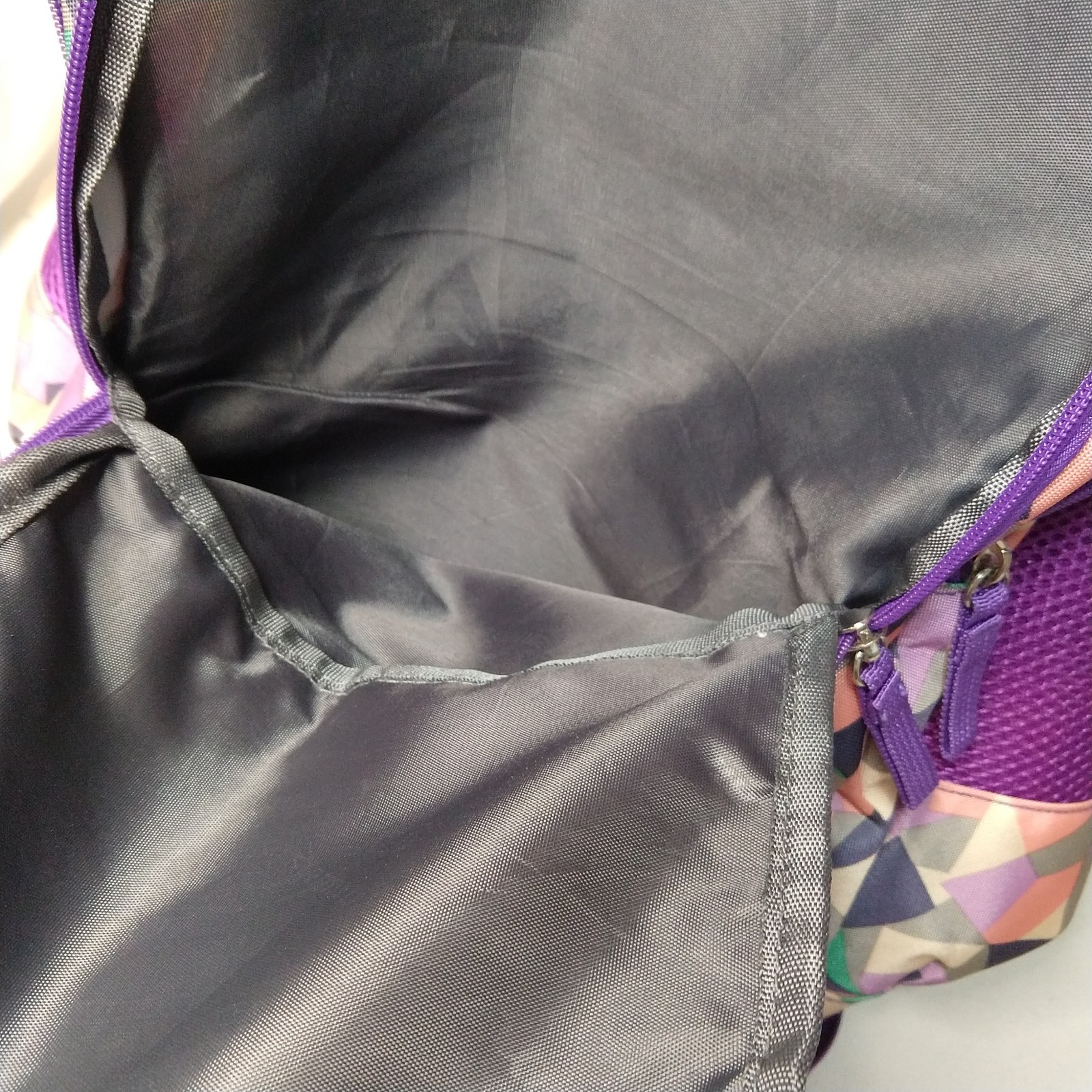 ZIRANU Backpack Geometrical Pattern Pink Purple & Pastel Colors Four Pockets