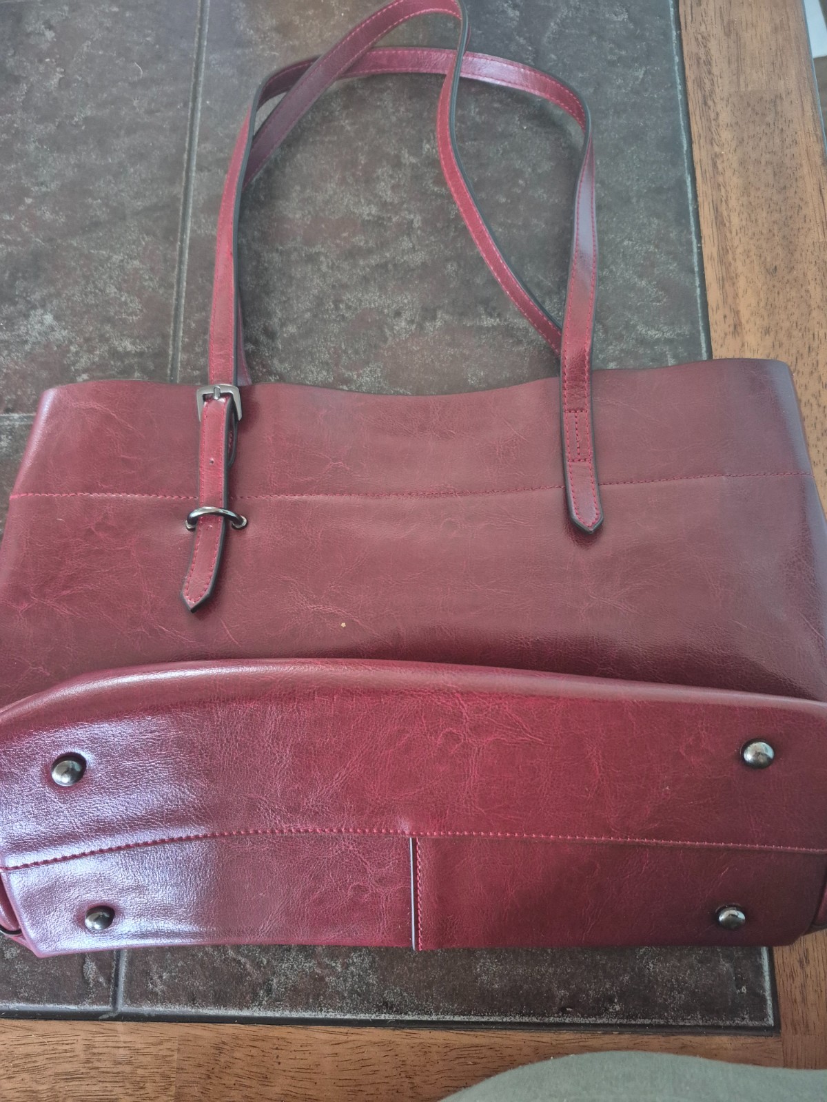 kattee leather burgandy messenger bag