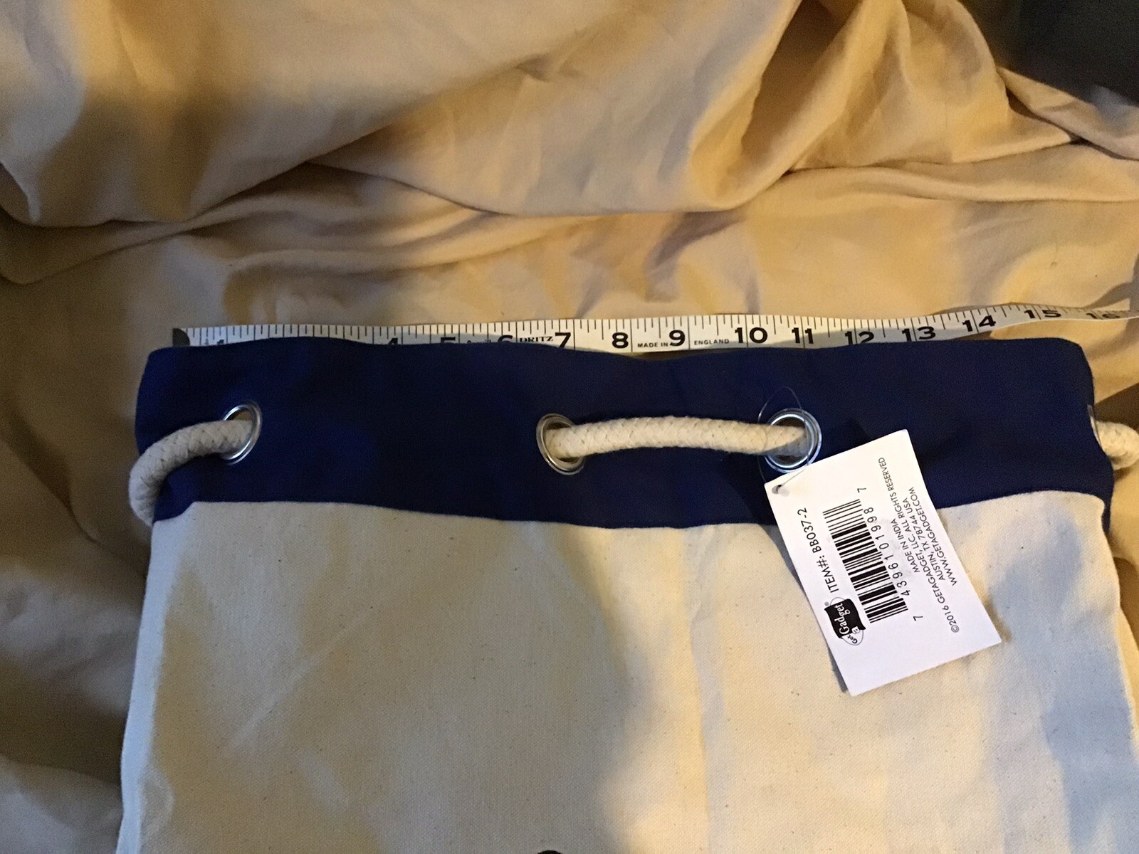 Canvas Duffle Bag 100% Cotton Drawstring Sailor Style Kit Bag Orlando Souvenir