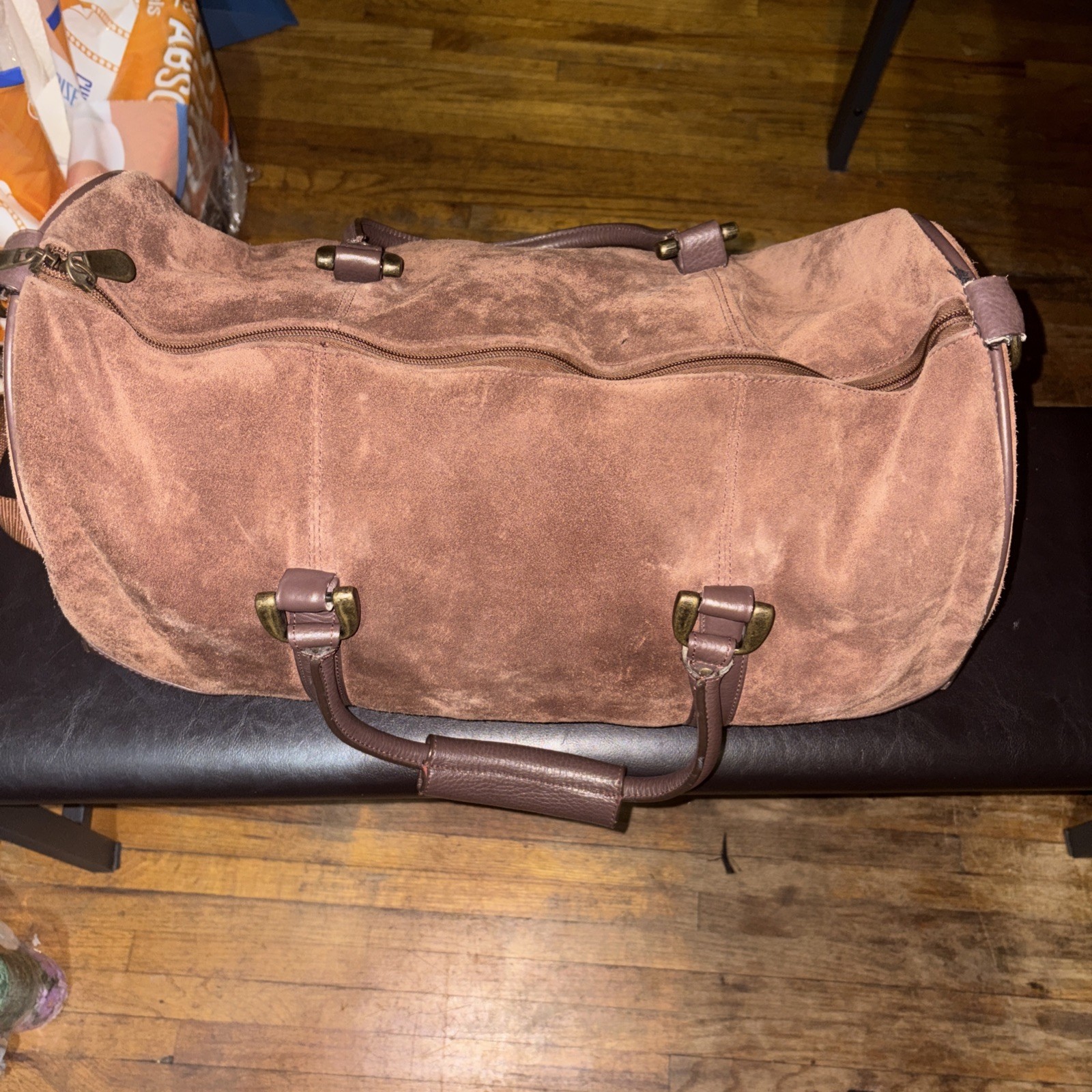 Vintage Marlboro Leather Suede Grit Gear Weekender Duffel Bag Brown Travel 20”