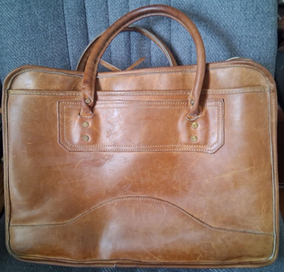 Orvis Briefcase Satchel Bag Brown Leather Vintage Gokey Style
