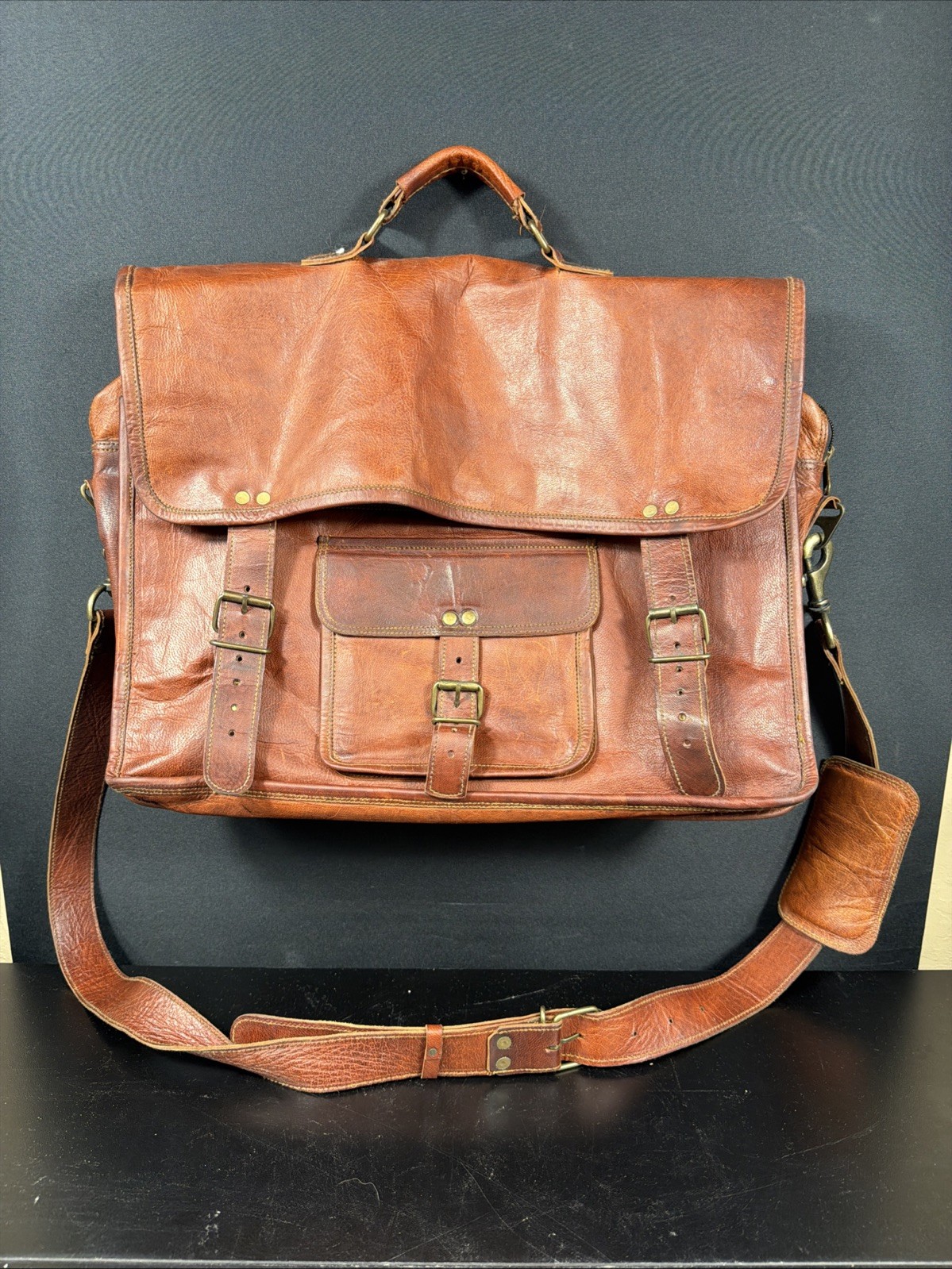 Komal’s Passion Handmade Brown Leather Briefcase Laptop Messenger Bag Crossbody