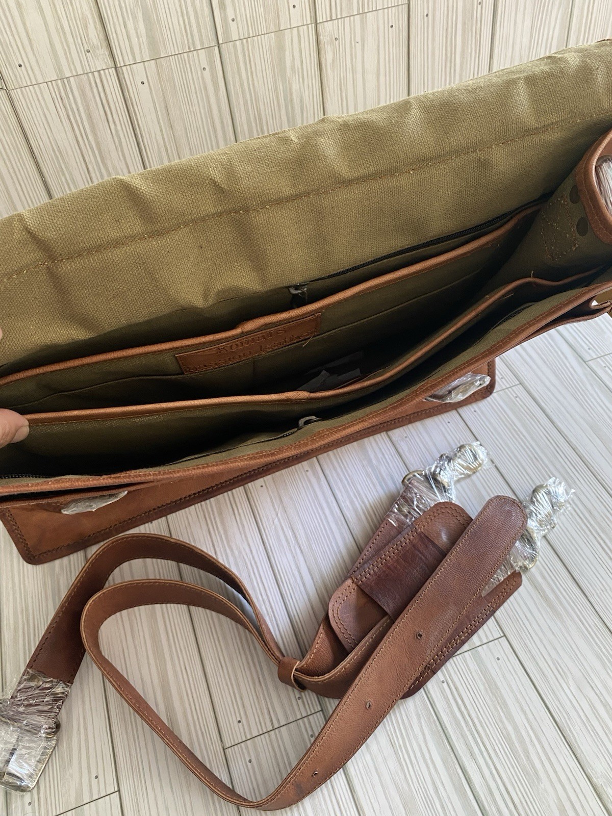 Komal’s Passion Handmade Leather Satchel Laptop Messenger Bag Canvas 18”