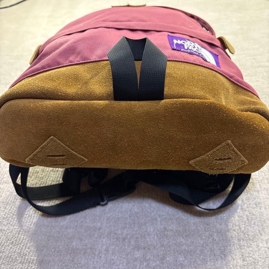 The North Face Pink Canvas Suede Backpack 34x42cm Used Japan