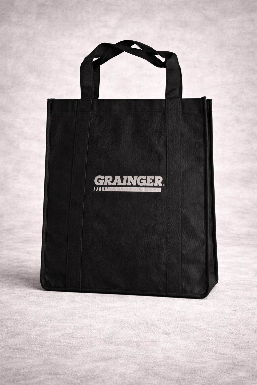 Grainger Reusable Tote Bag Black Non-Woven Fabric Shopping Utility Bag Advertise