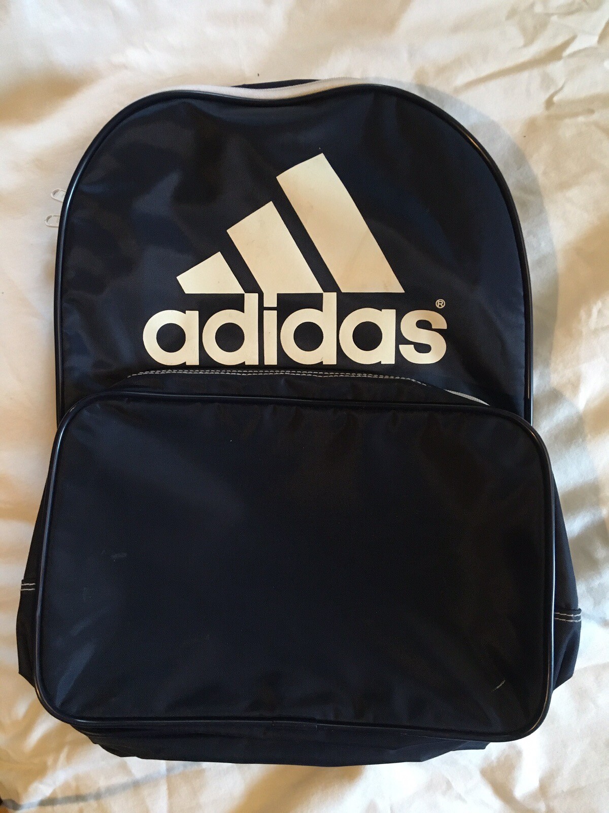 ADIDAS Backpack Bag Blue and White EUC Made In Taiwan