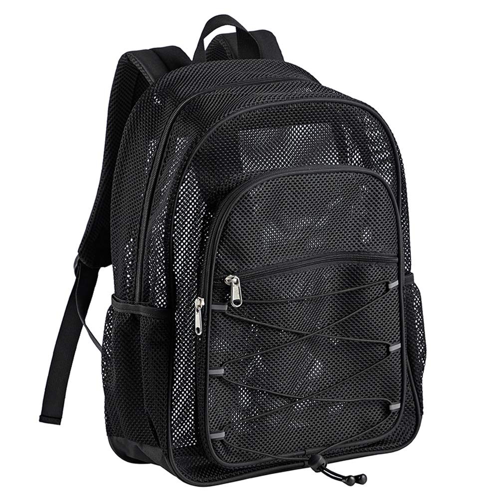 Heavy Duty Mesh Backpack See through College Backpack Semi-Transparent Mesh bag
