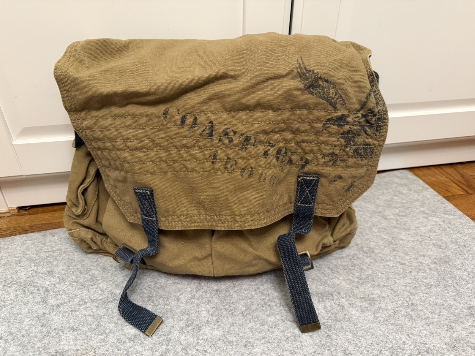 American Eagle Outfitters Y2K Canvas Messenger Bag Army Khaki Vintage Utility