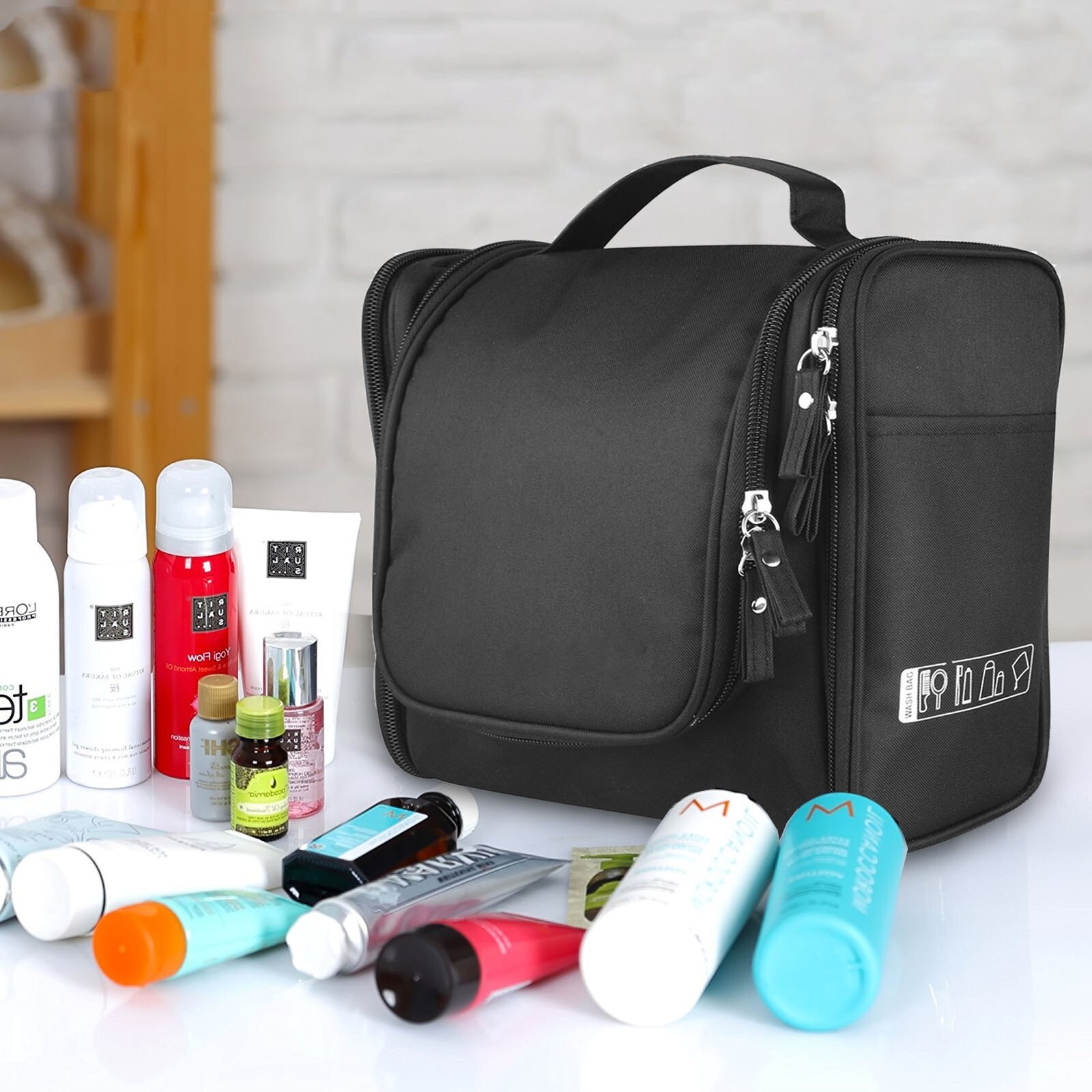 Men’s Nylon Travel Hanging Toiletry Bag Cosmetic Shaving Wash Bag Dopp Case Kit
