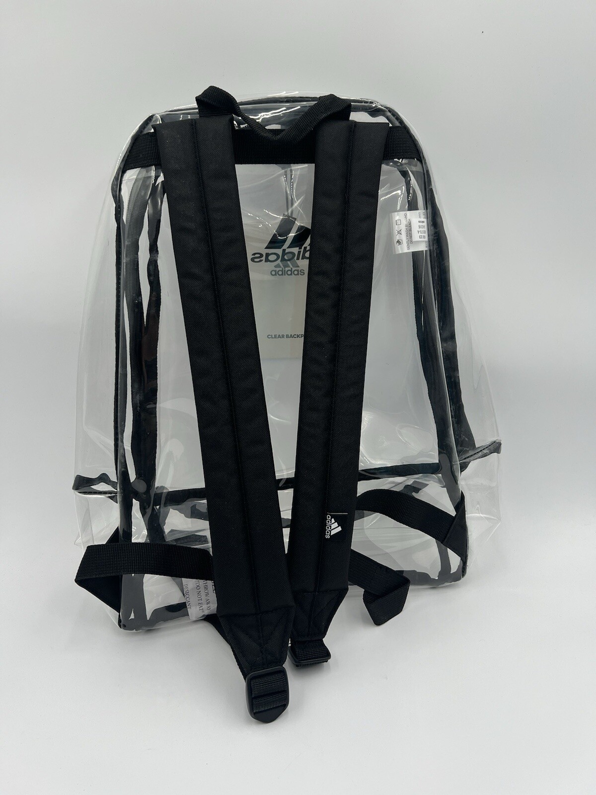 Adidas Clear Backpack Clear/Black Unisex Training Bookbag NWT