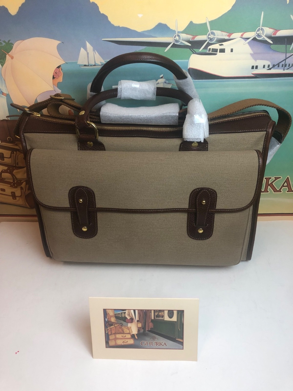 Ghurka Original Collection No.17 Satchel Vintage Leather/Vint Twill Business bag