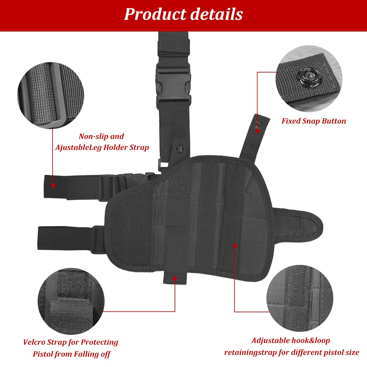 Tactical Adjustable Pistol/Gun Drop Leg Thigh Holster Magazine Pouch Right Hand