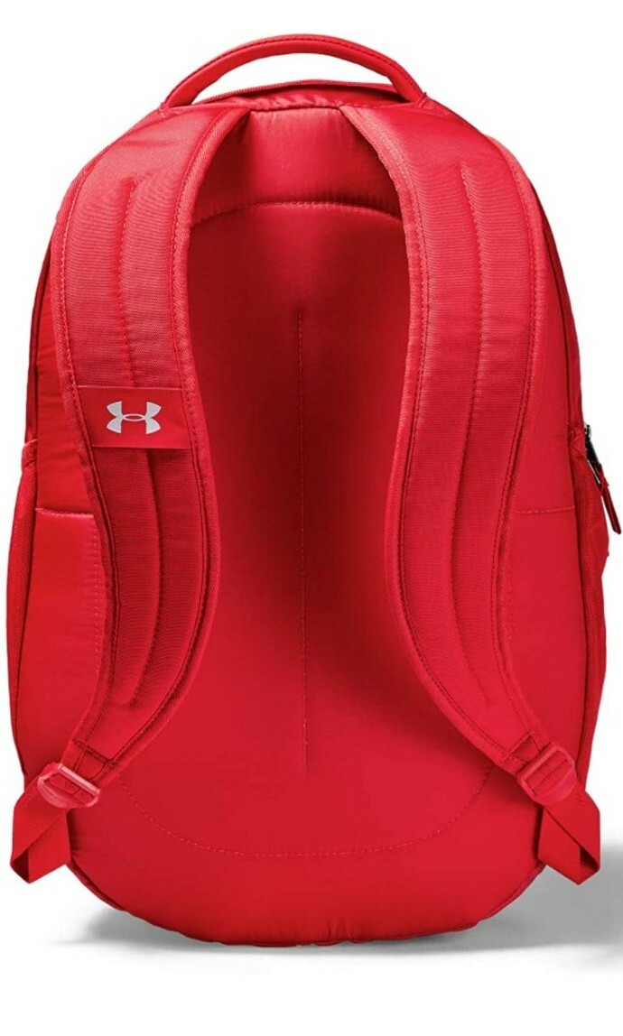 Under Armour Hustle 4.0 Storm Backpack School/Work/Gym/Travel Bag Red/Silver