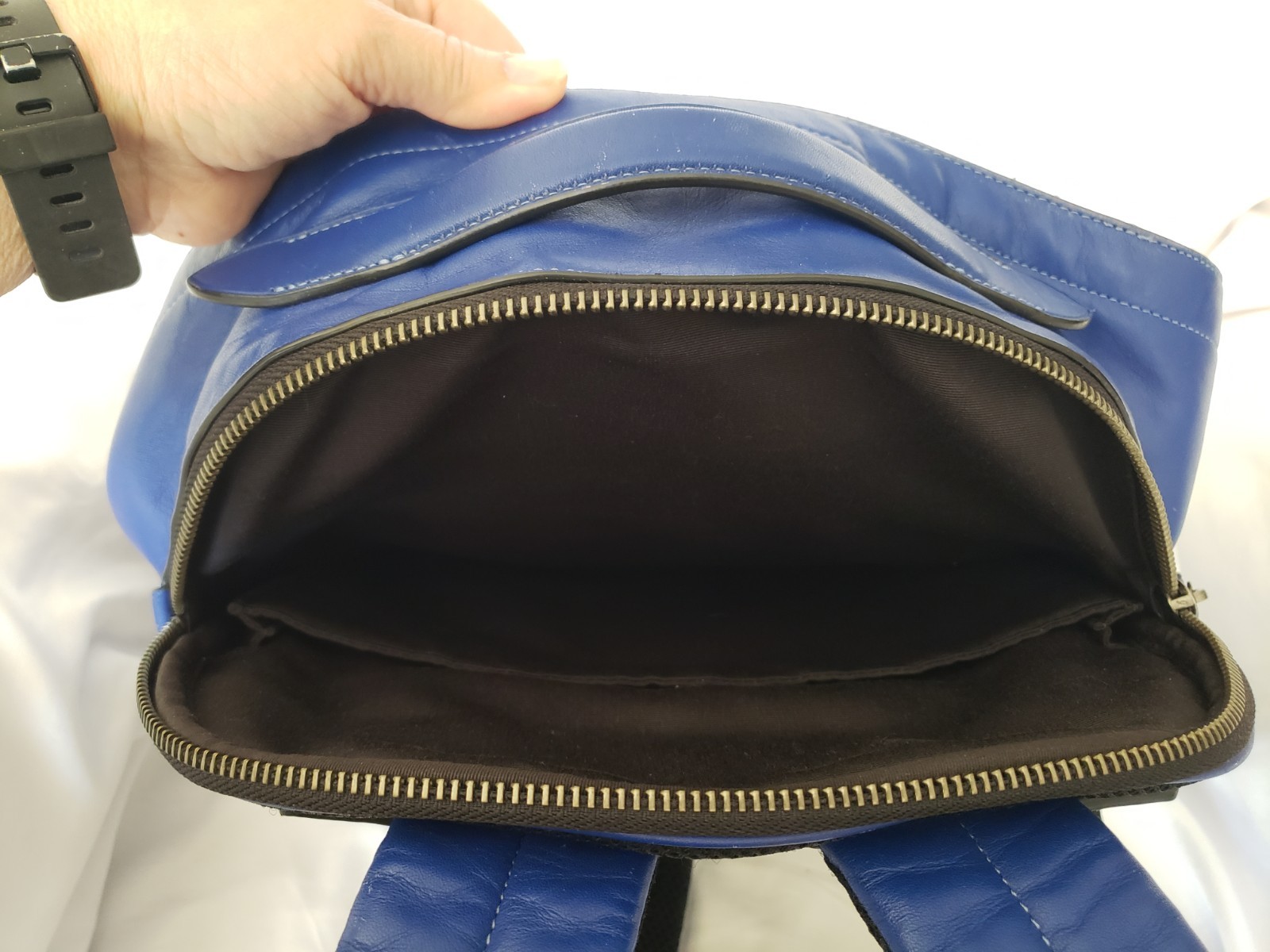 Coach C2934 Graham Leather Backpack RARE Electric Blue Gunmetal Hardware