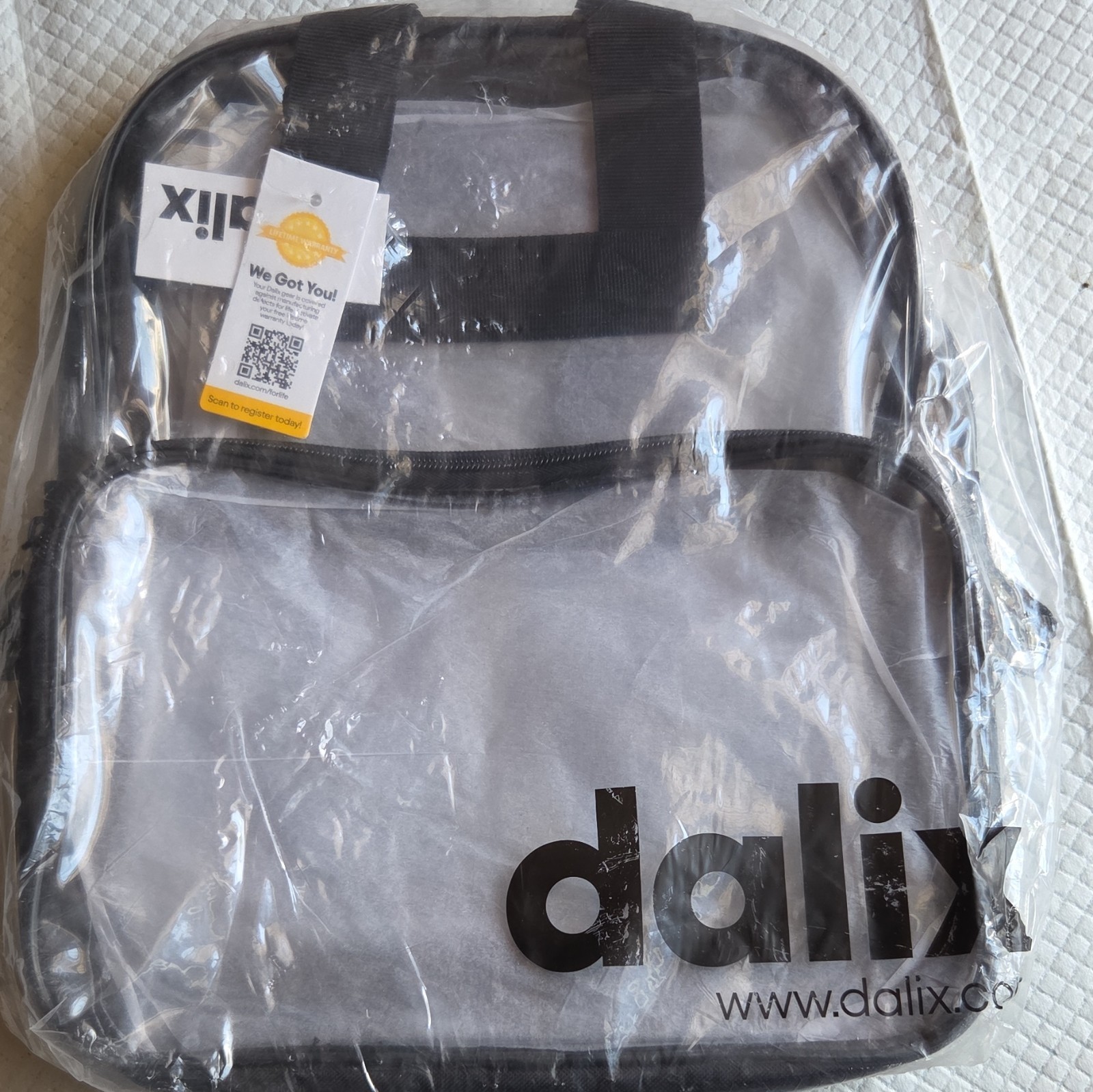 Dalix Backpack Clear/Black 4 Compartment Zipper w/ Handle