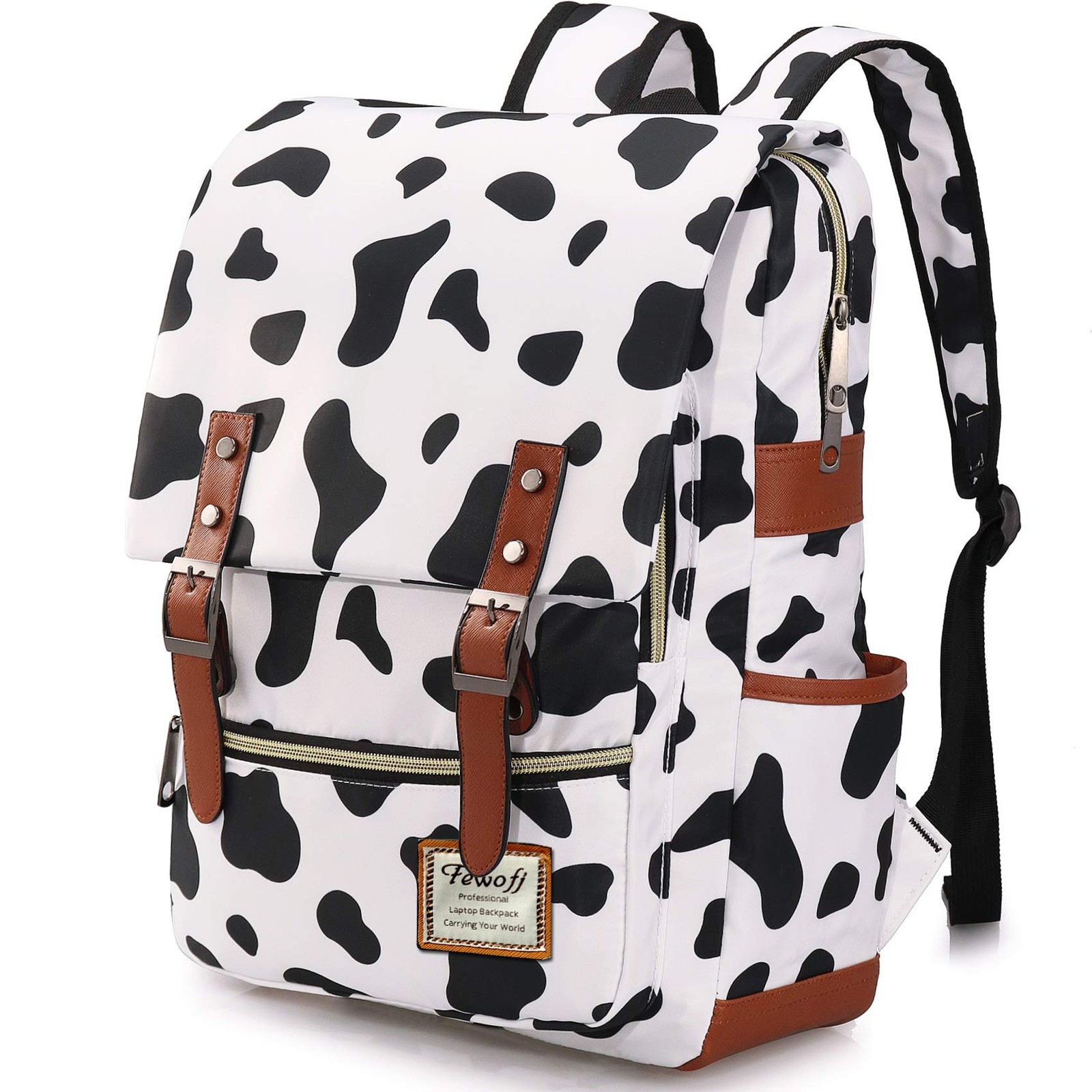 Cow Print School Backpack For Girls 15.6 Laptop Backpacks College School Bookba