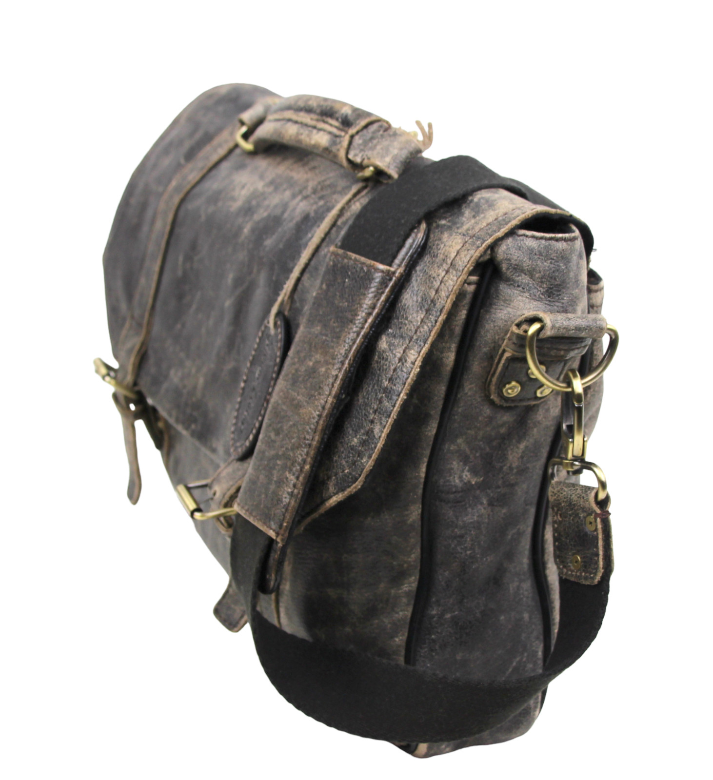 Black Rivet DISTRESSED BROWN LEATHER LAPTOP SHOULDER MESSENGER BAG BRIEFCASE