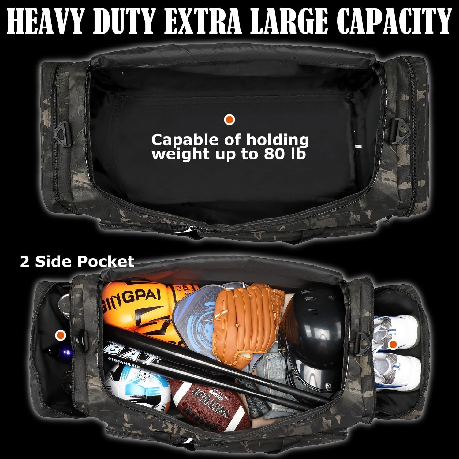 130L Extra Large Polyester Duffle Bag Waterproof Sports Travel Gym Equipment