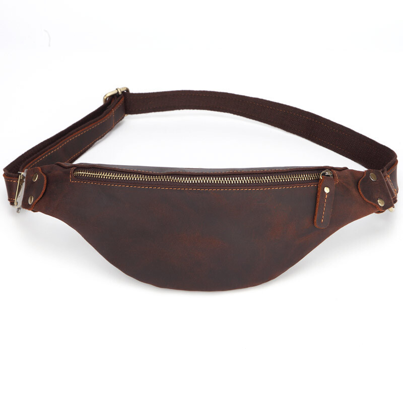 Mens Vintage Genuine Cowhide Leather Waist Bag Fanny Pack Sling Chest Bum Bags