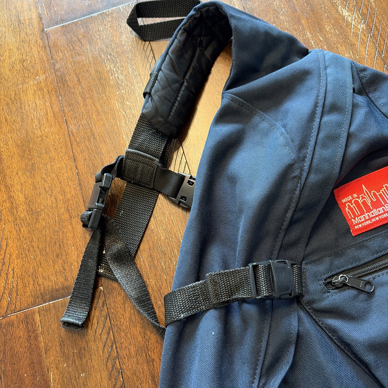 Rare Made In USA Manhattan Portage sling bag backpack Navy Blue Guc Vtg