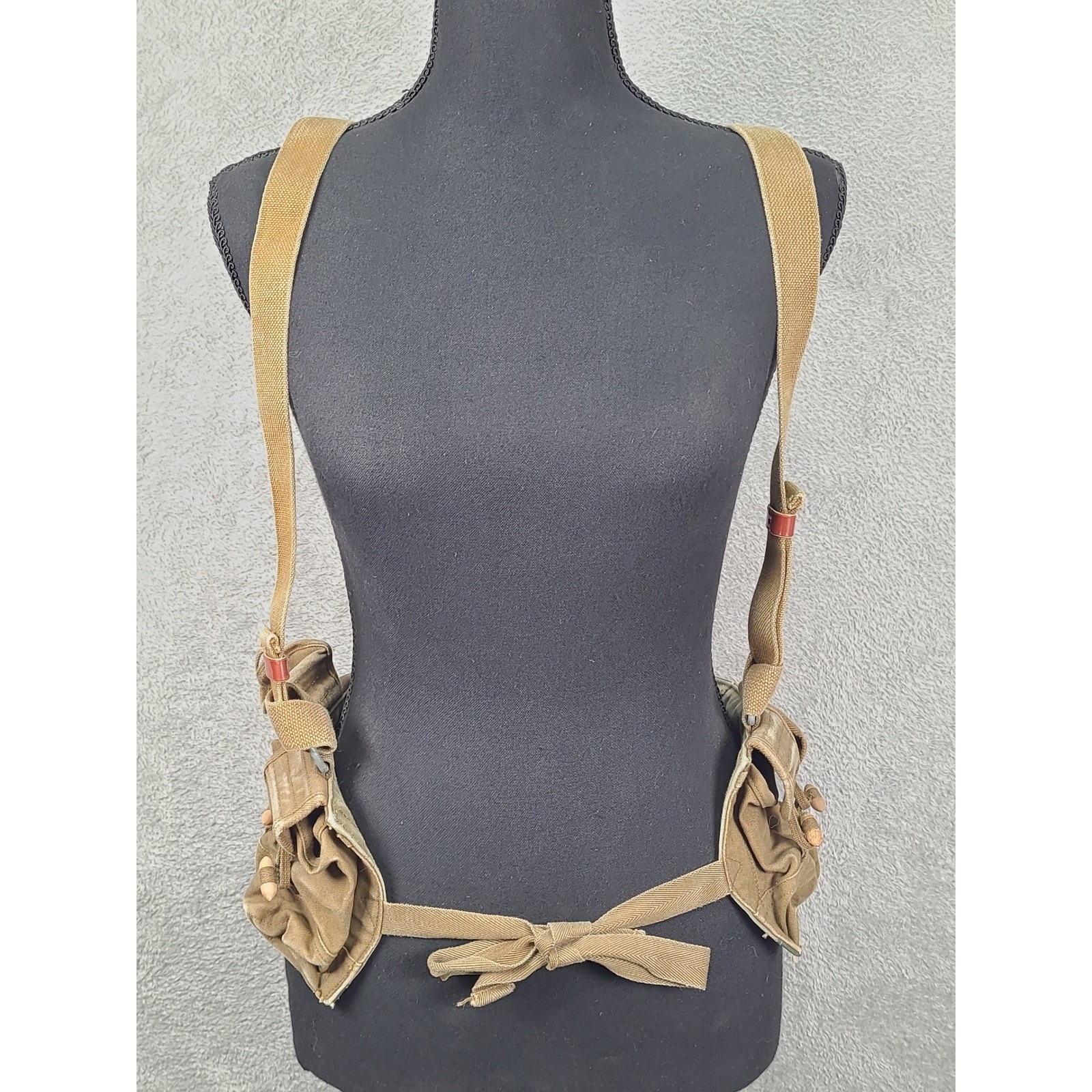 Vintage SKS Type 56 Canvas Chest Rig 10 Pouch Ammo Bandolier Khaki Military Gear