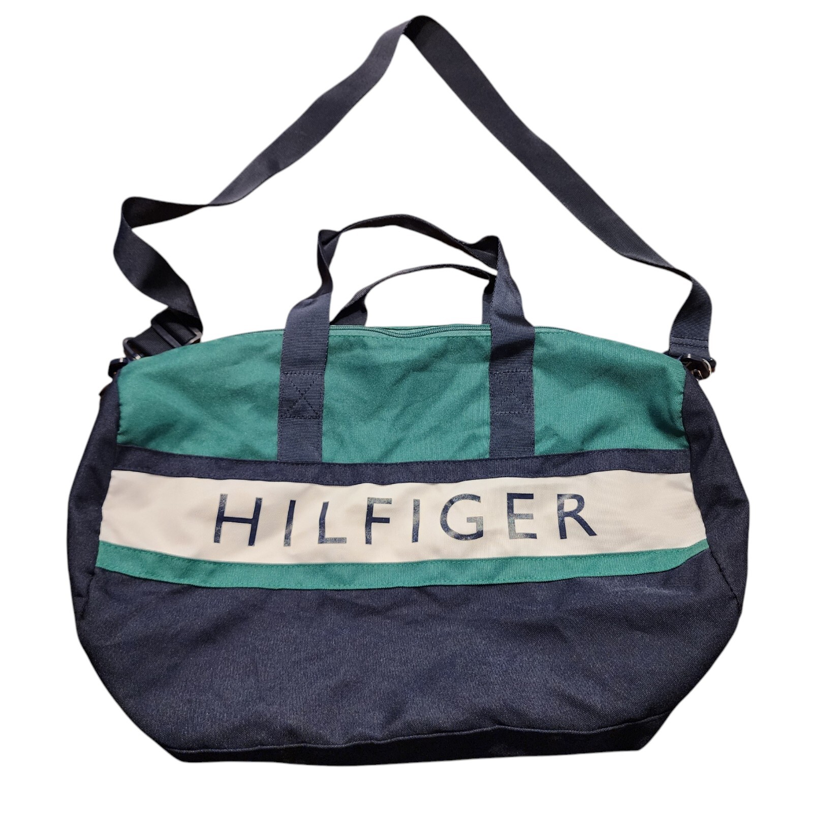Tommy Hilfiger Duffle Bag Retro 90s Prep Colorblock Travel Gym Urban Streetwear