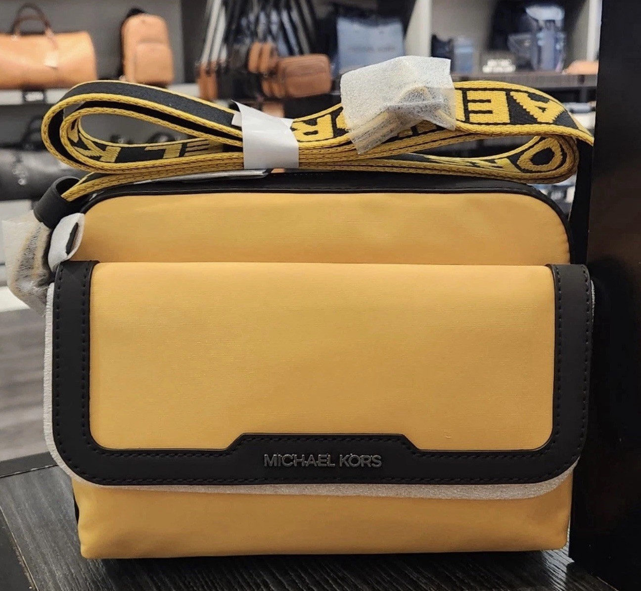 Michael Kors Lautner Medium Nylon Camera Crossbody Bag Honey