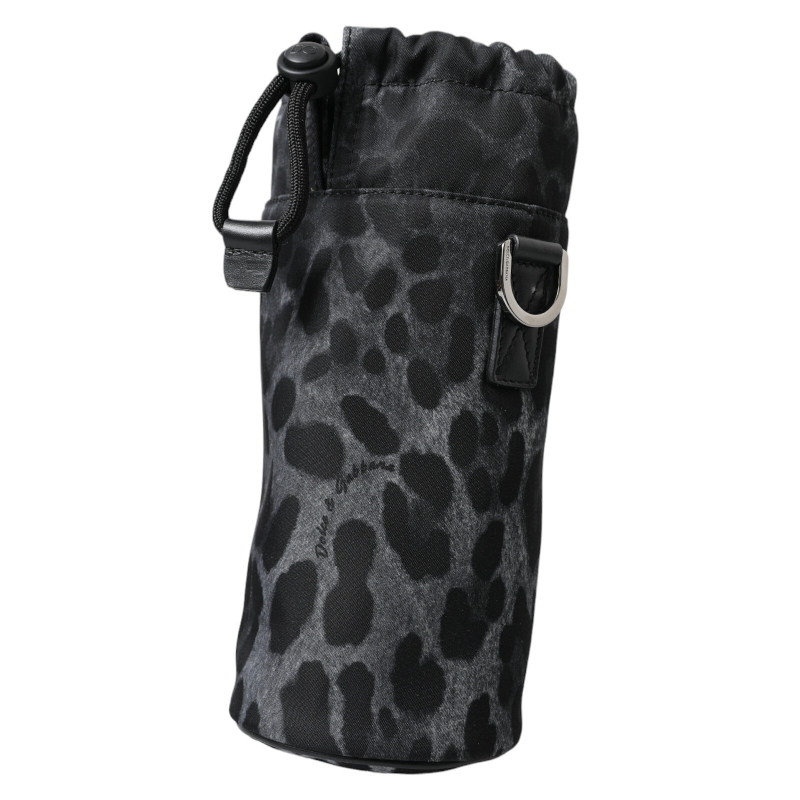 DOLCE & GABBANA Bottle cage Black Leopard Print Nylon Round Slim Tote Men 900usd
