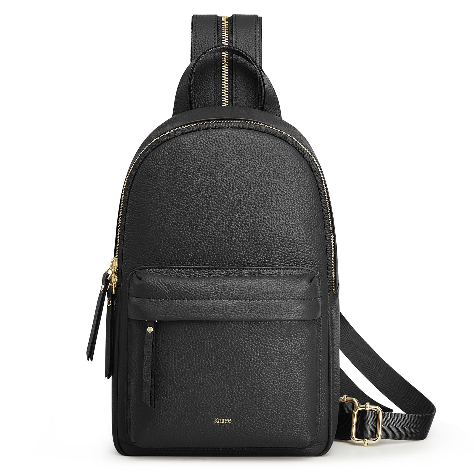 Kattee Sling Bag for Women, Leather Crossbody Purses 39.4 cubic inches, Black