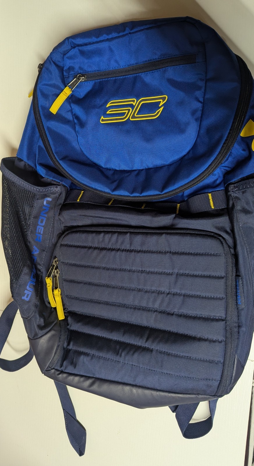Under Armour Stephen Curry SC30 Backpack Blue Yellow Logo Laptop Compartment