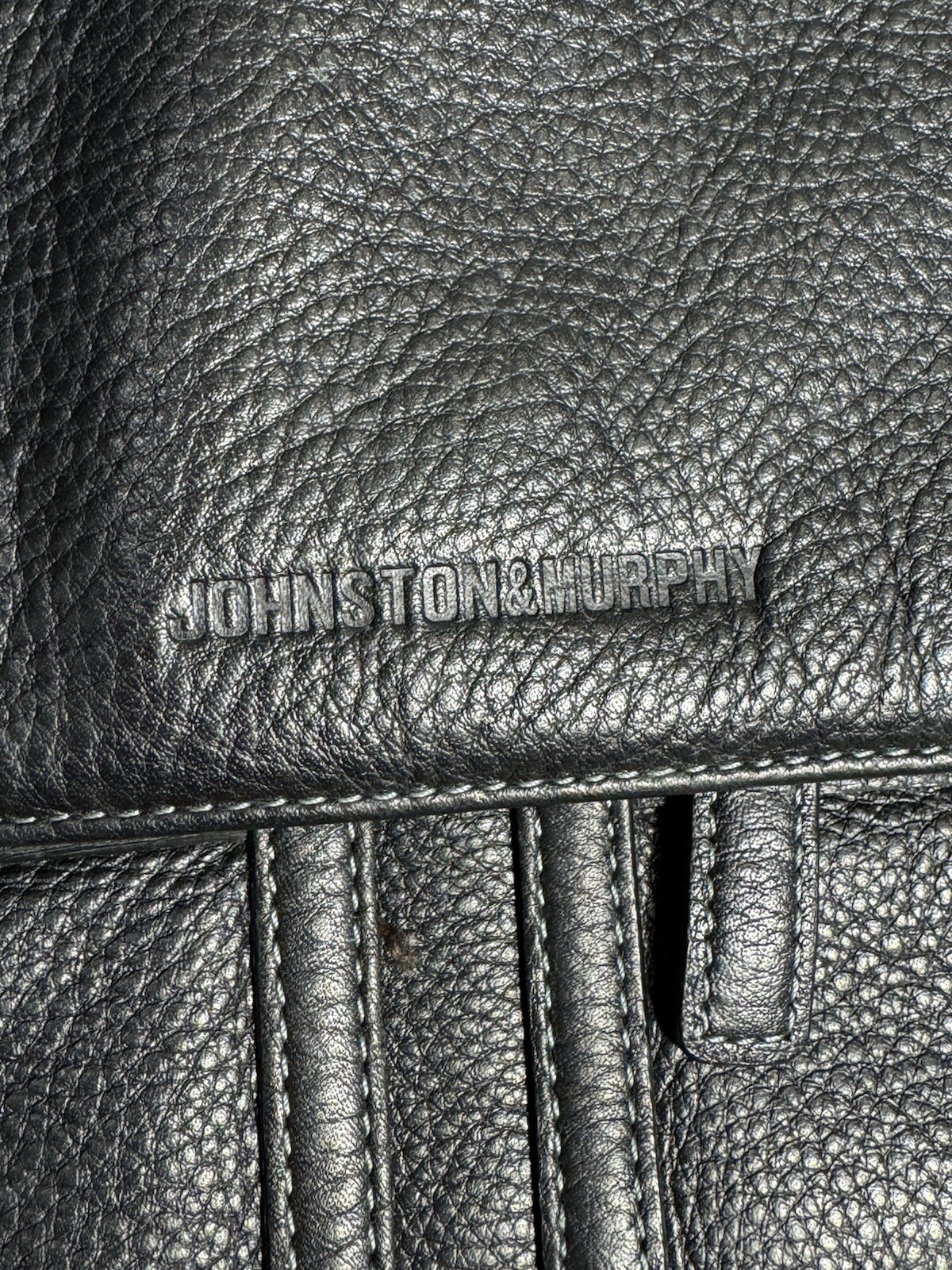 Johnston & Murphy Soft Black Leather Zip Top Briefcase Laptop Messenger Bag