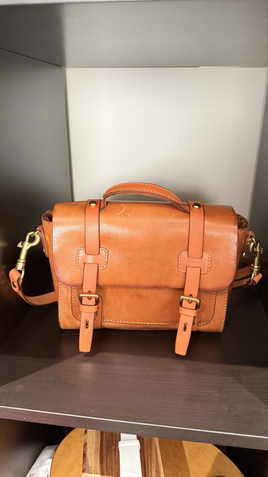 Old Trend Small Pebbled Satchel Top Handle Crossbody Bag Buckle Zip Gold