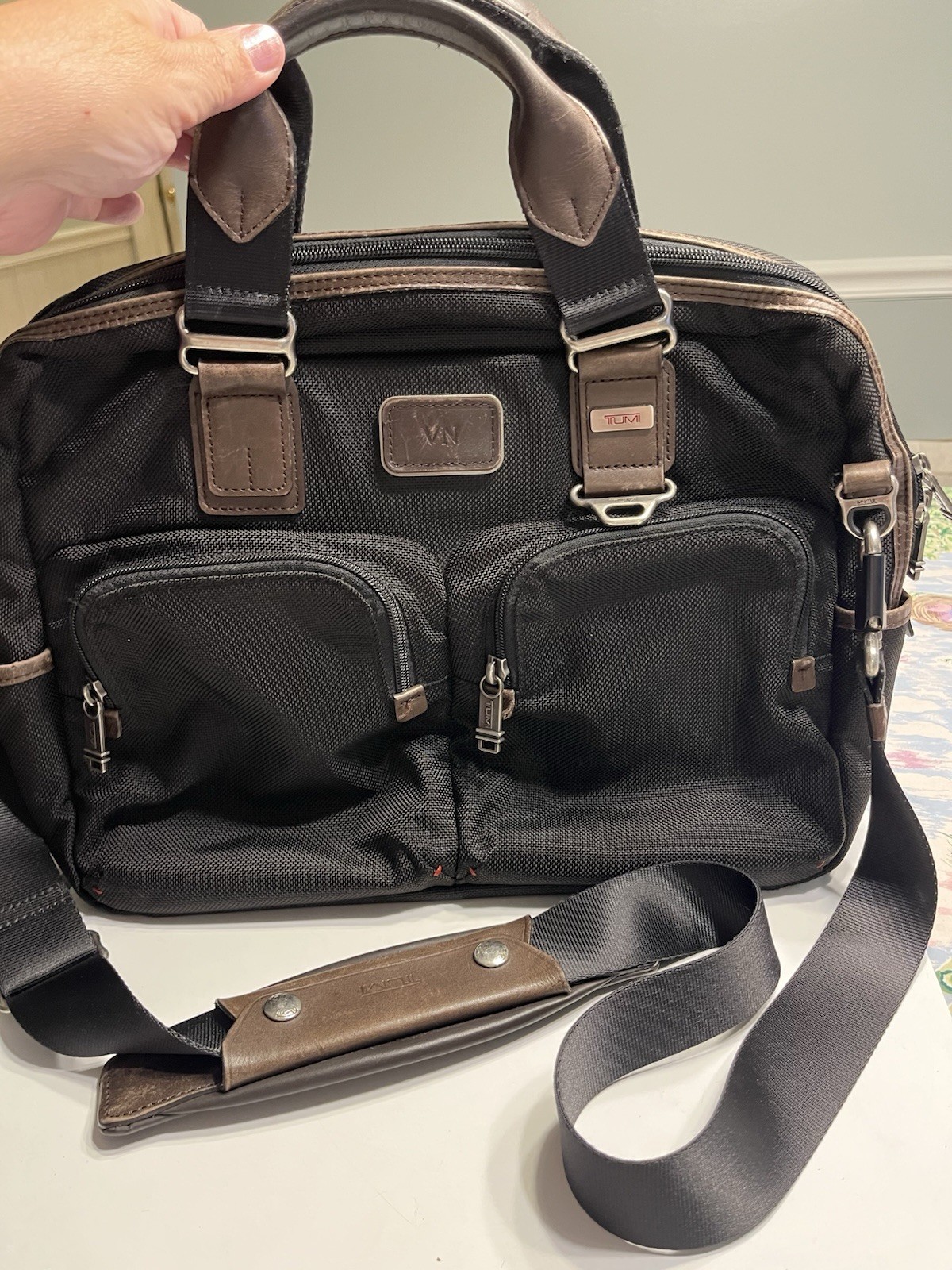 TUMI Alpha Bravo McNair Slim Briefcase Black Ballistic Nylon Leather 22611HKH