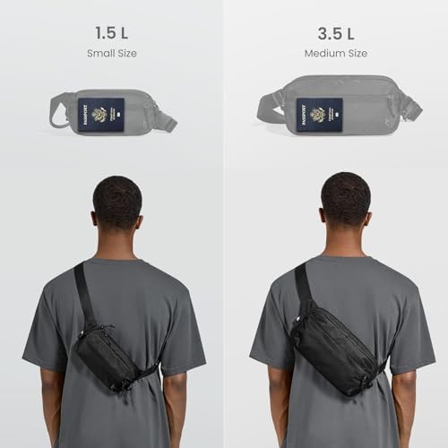 Black Sling Bag with RFID Blocking – Crossbody Chest Shoulder Pack – 3.5L