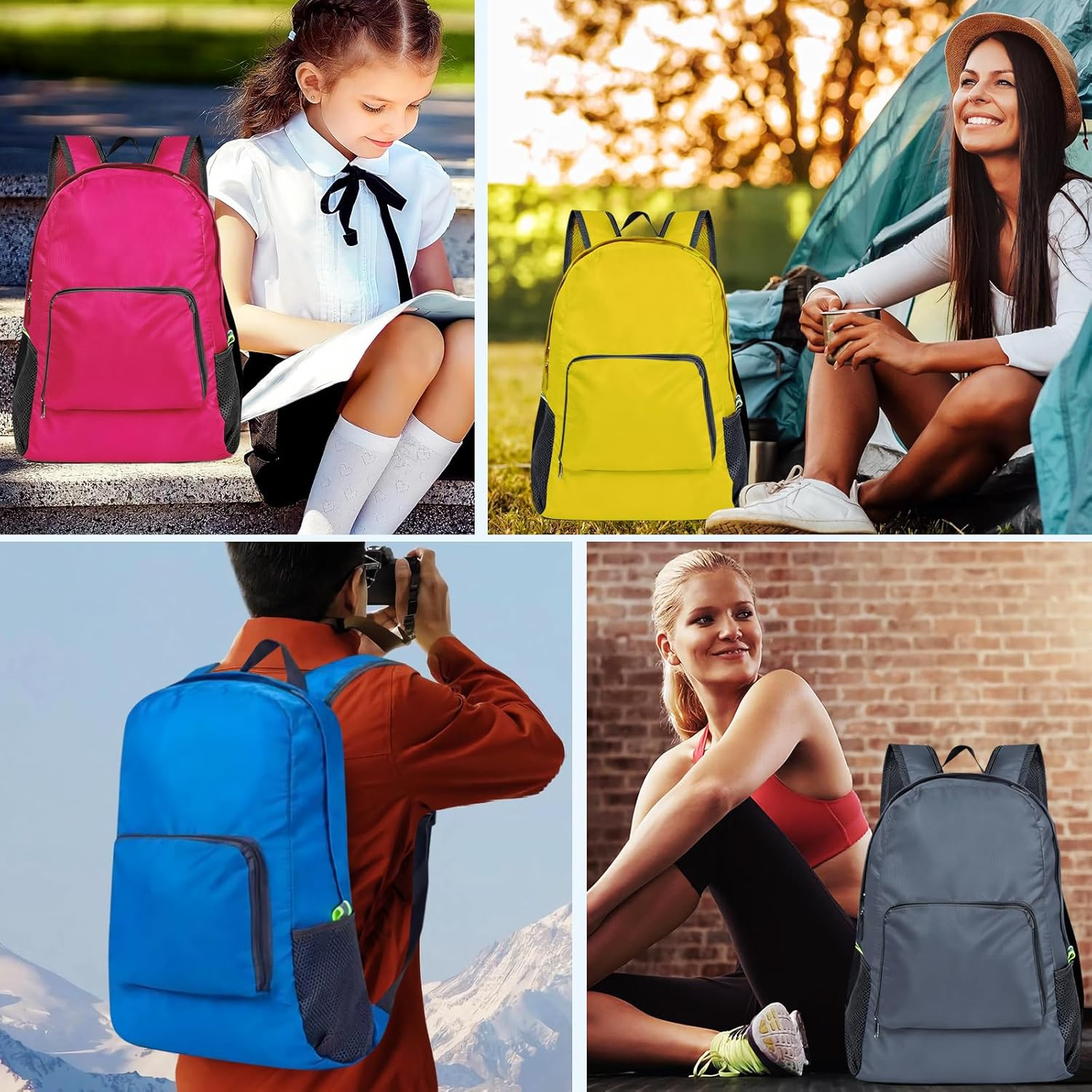 50 Pack Foldable Backpacks Bulk 17 Inch Lightweight Travel Packable Bags