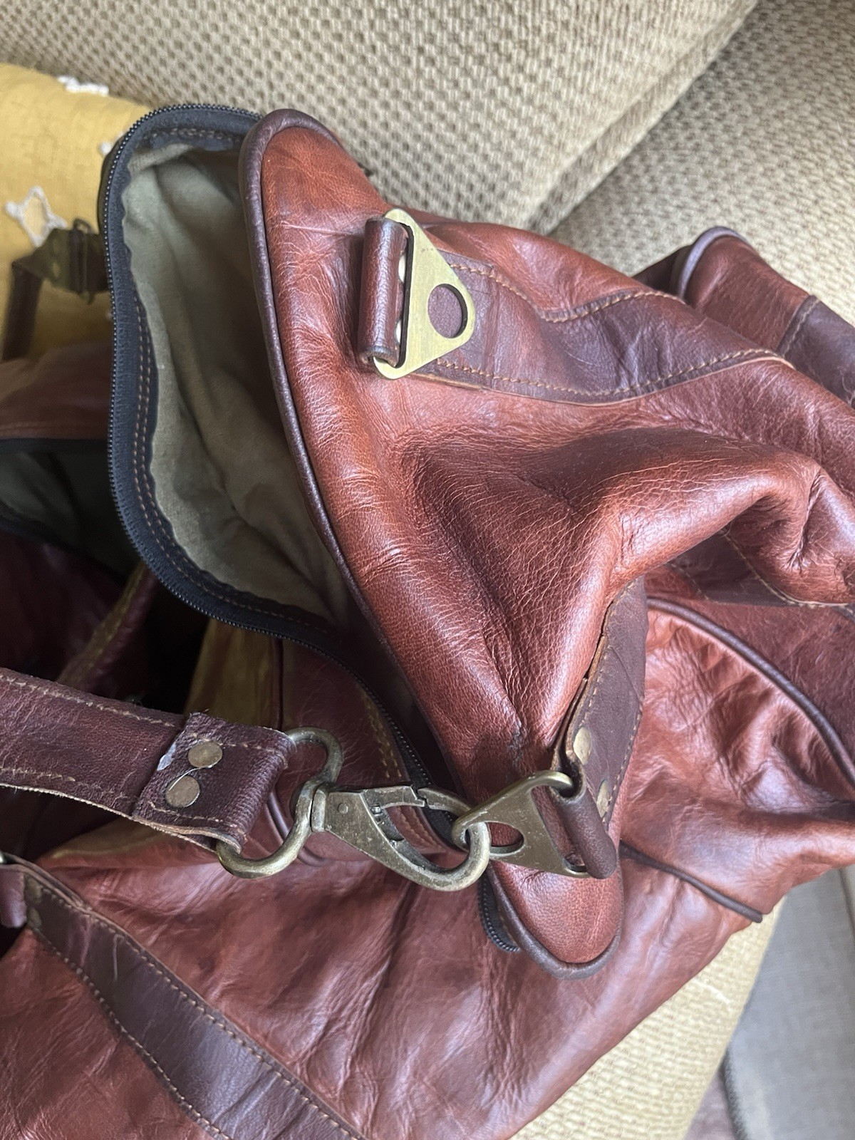 30″Men’s Genuine Leather luggage gym weekend overnight duffle large vintage bag