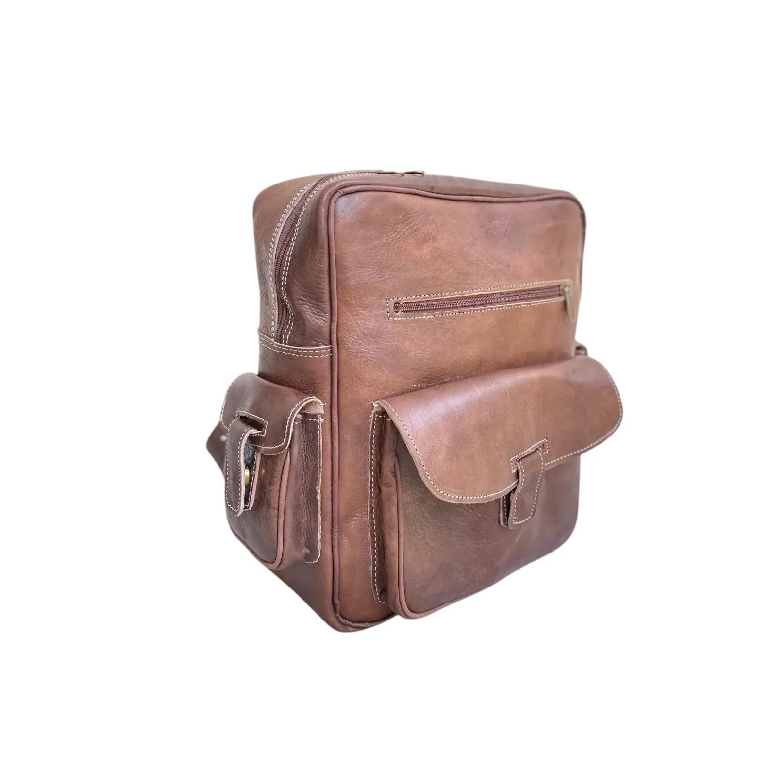 Handcrafted Genuine Leather Square Backpack – Brown | 38cm x 30cm