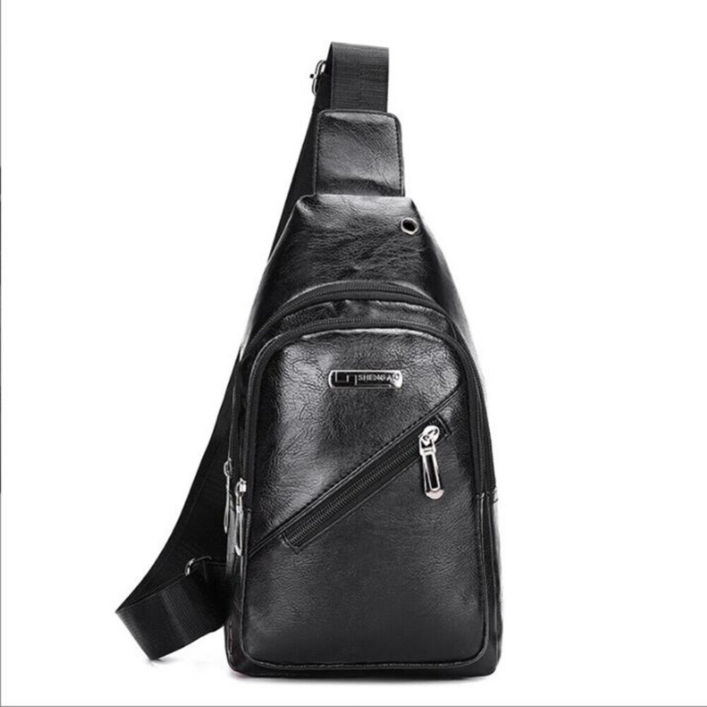 Sling Bag Leather Mens Crossbody Shoulder Bag Chest Bag for Hiking Camping Trip