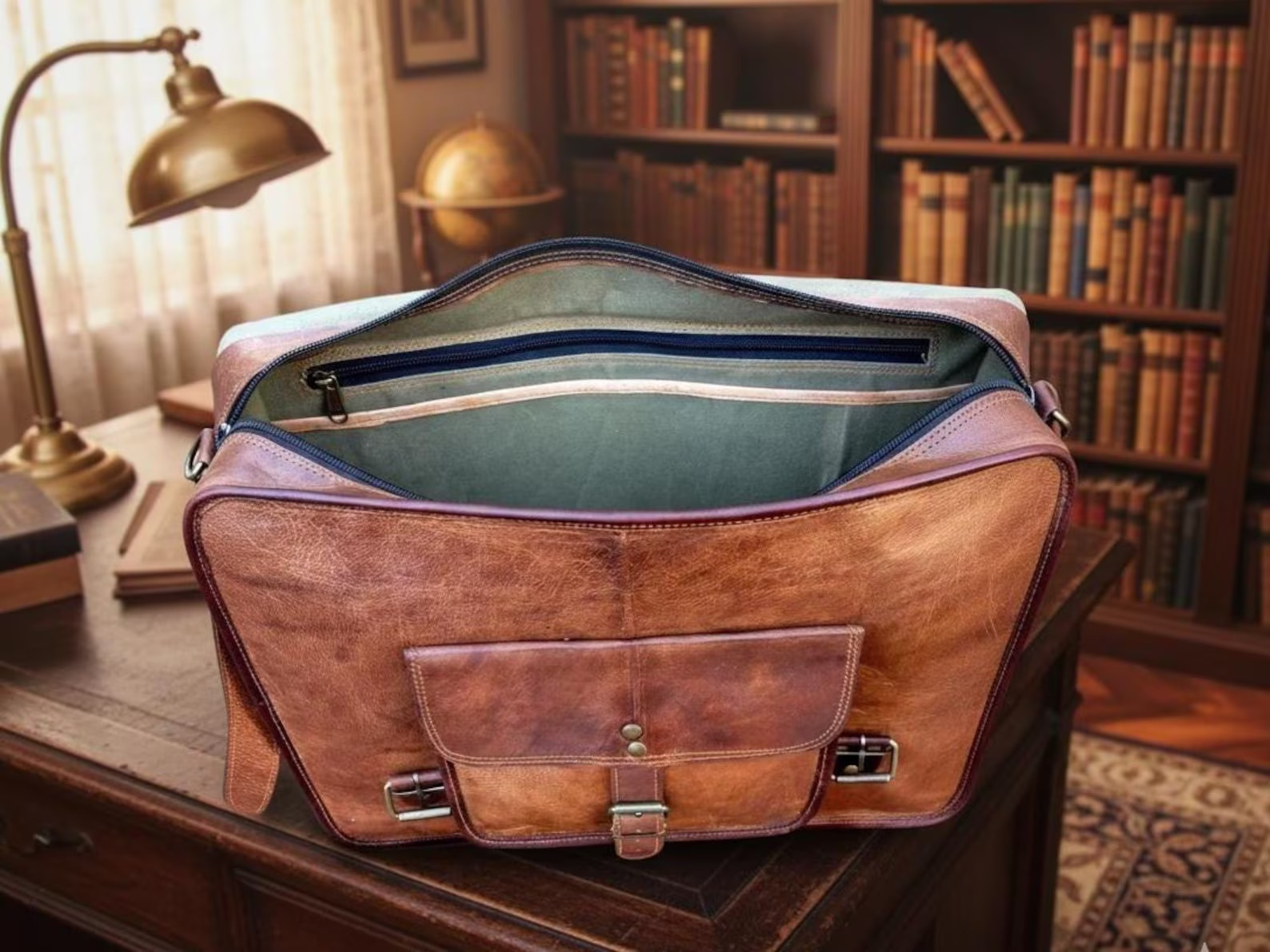 Men’s Vintage Leather Everyday Briefcase Laptop Case Messenger Shoulder Bag