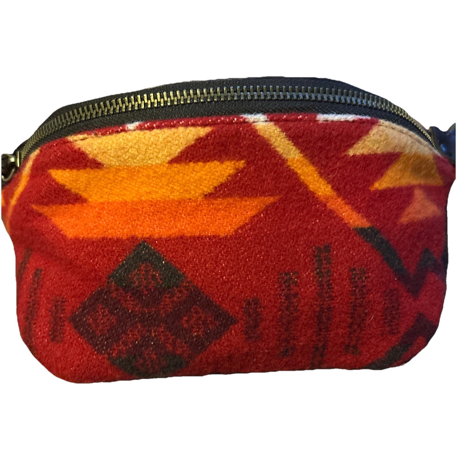 Pendleton Vintage Wool Leather Strap Small Barrel Bag Southwestern Aztec Print
