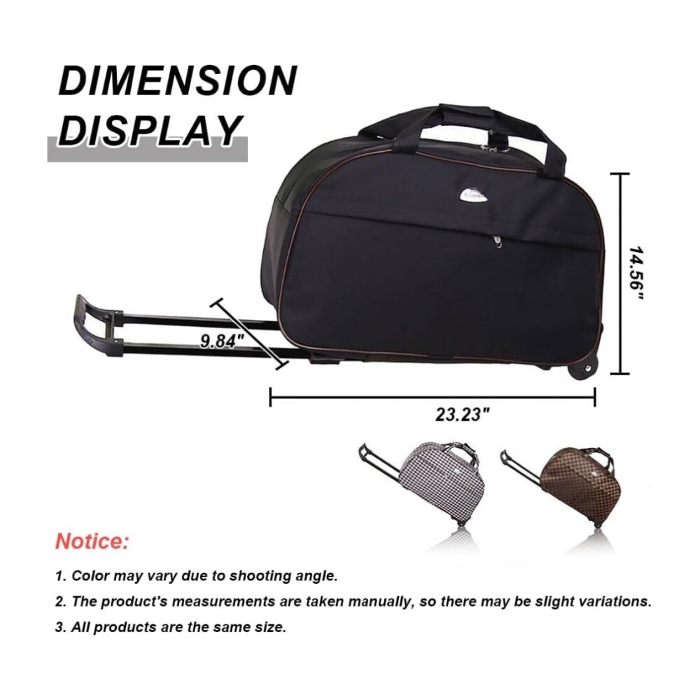 24″ Wheeled Rolling Duffle Bag Oxford Waterproof Carry On Travel Trolley Luggage