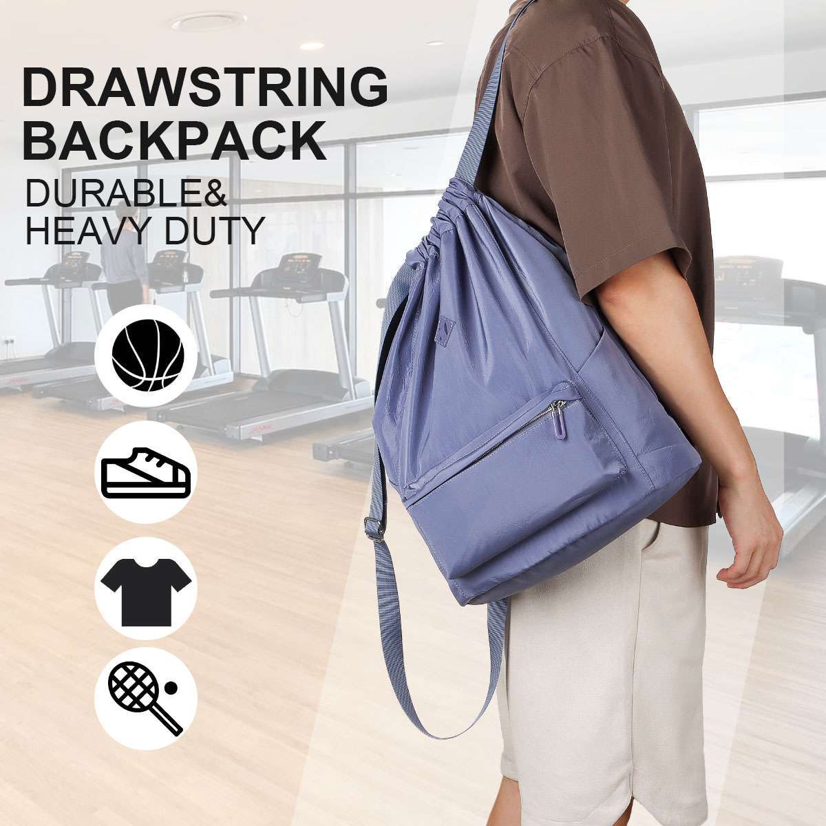 Waterproof Drawstring Bag Gym String Sackpack Cinch Shoulder Backpack Women Men